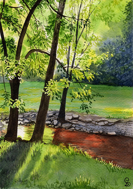 Landscape in watercolor, A5, 2022